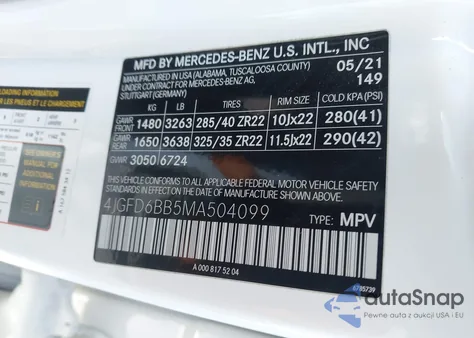 2021 Mercedes-Benz Amg Gle 53 Coupe 4Matic z USA, uszkodzony, nr VIN 4JGFD6BB5MA504099